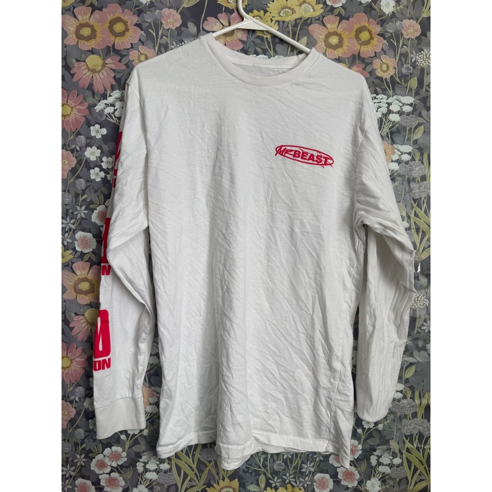 MrBeast White Long Sleeve Graphic T Shirt Size Medium 10 Million